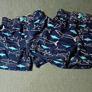 Wippette Kids Swim Trunks - Navy and Aqua Shark Print